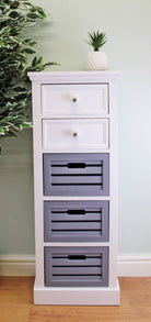 Contemporary Grey & White Chest Of Drawers, 5 Drawers - Price Crash Furniture