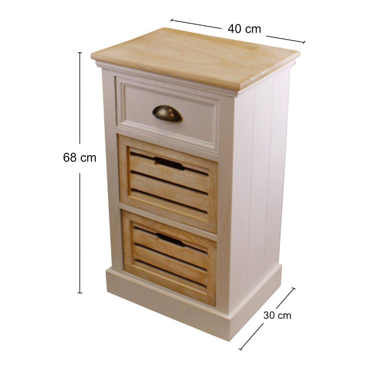 Contemporary Natural & White Chest Of Drawers, 3 Drawers - Price Crash Furniture