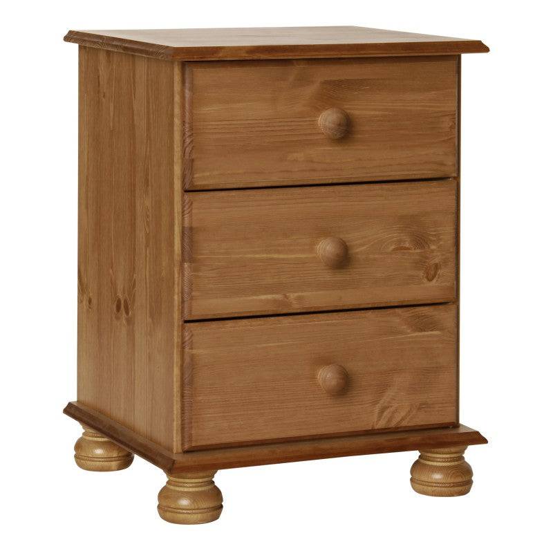 Copenhagen 3 Drawer Bedside Table / Cabinet in Pine by NJA Furniture - Price Crash Furniture