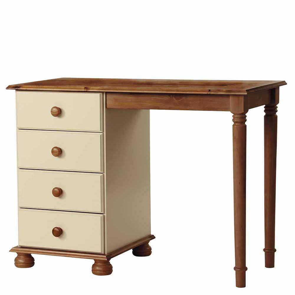 Copenhagen Country Style Single Dressing Table in Cream & Pine - Price Crash Furniture