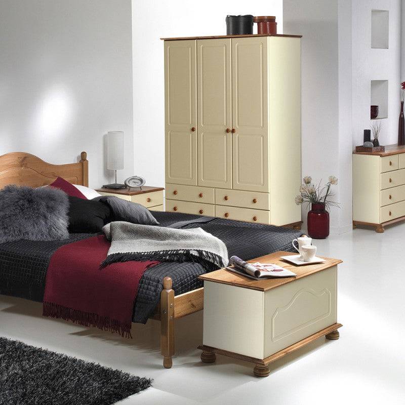 Copenhagen Country Style Single Dressing Table in Cream & Pine - Price Crash Furniture