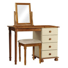 Copenhagen Country Style Single Dressing Table in Cream & Pine - Price Crash Furniture