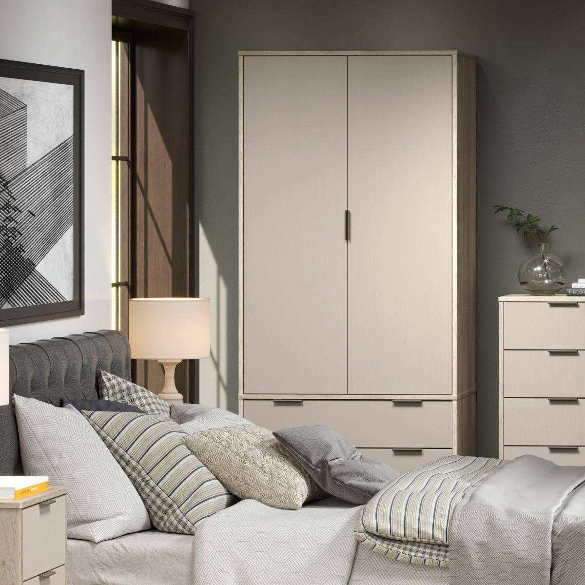 Core Products Augusta 2 Door & 2 Drawer Wardrobe in Driftwood & Calico - Price Crash Furniture
