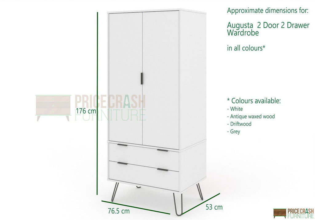 Core Products Augusta 2 Door & 2 Drawer Wardrobe in White - Price Crash Furniture