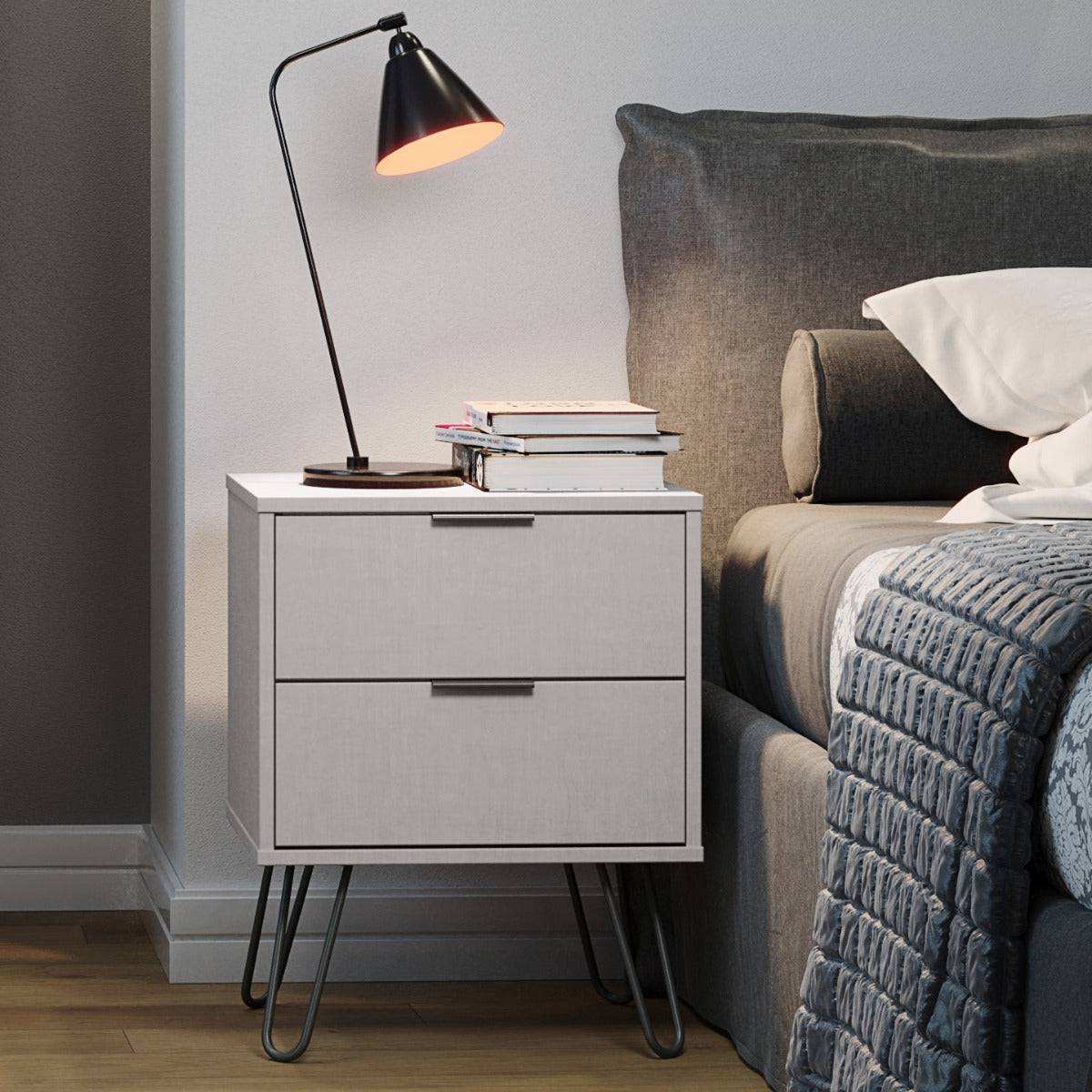 Core Products Augusta 2 Drawer Bedside Cabinet in Grey - Price Crash Furniture