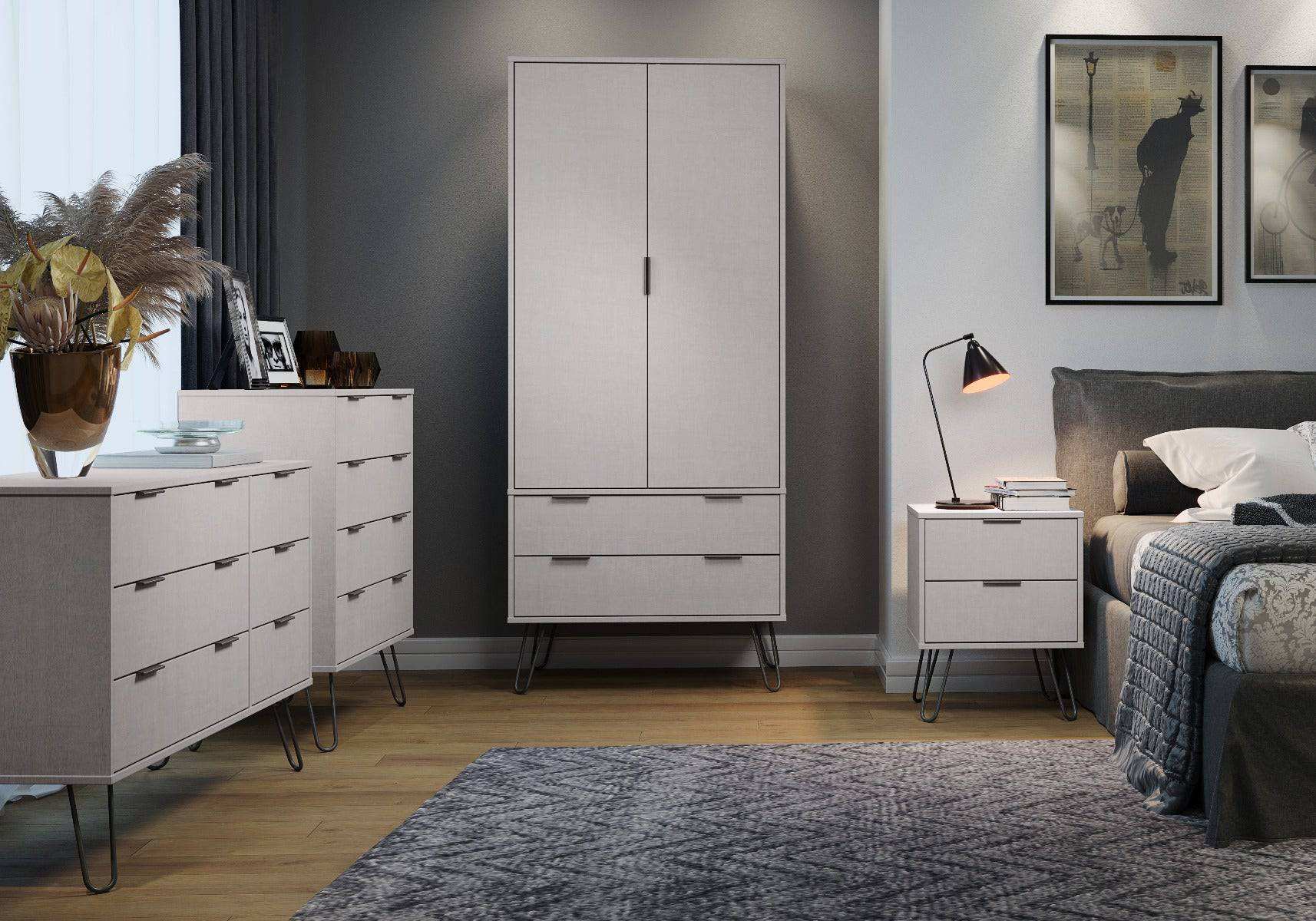 Core Products Augusta 2 Drawer Bedside Cabinet in Grey - Price Crash Furniture
