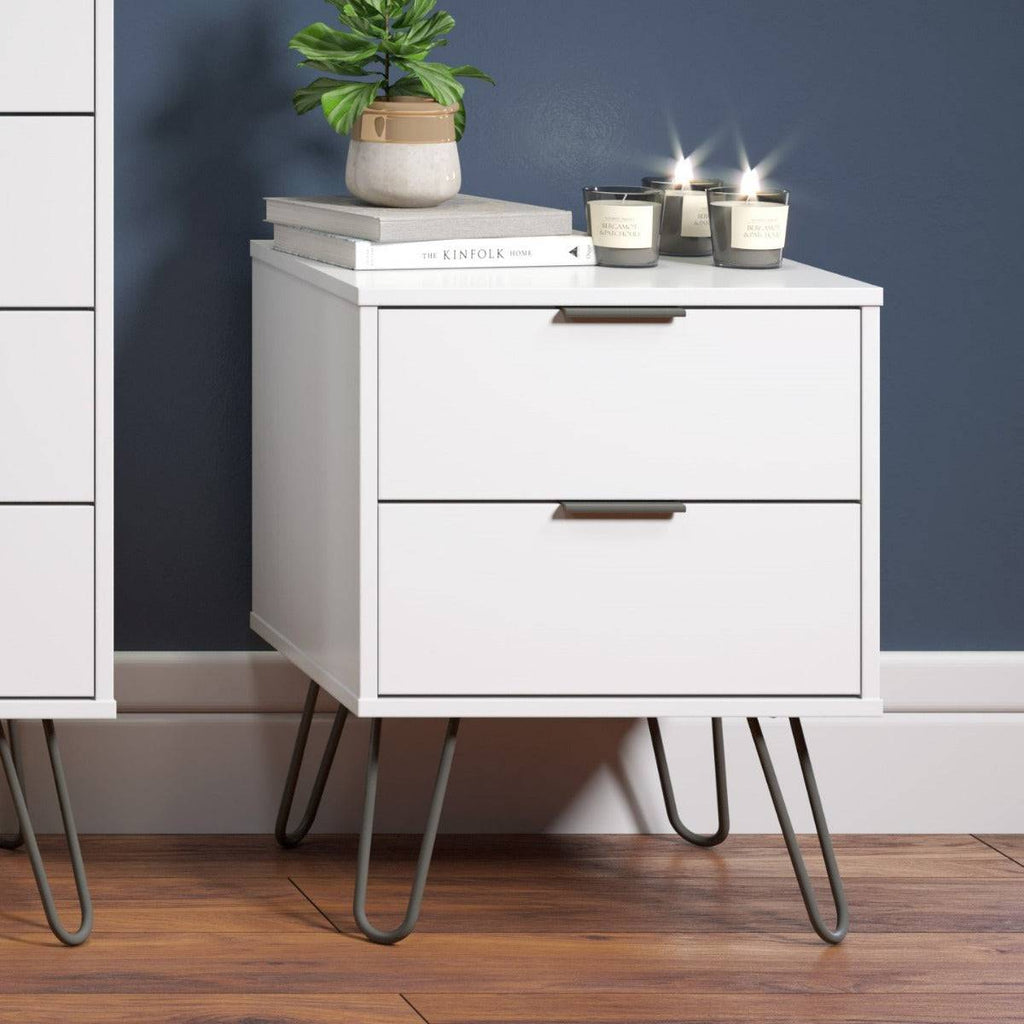 Core Products Augusta 2 Drawer Bedside Cabinet in White - Price Crash Furniture