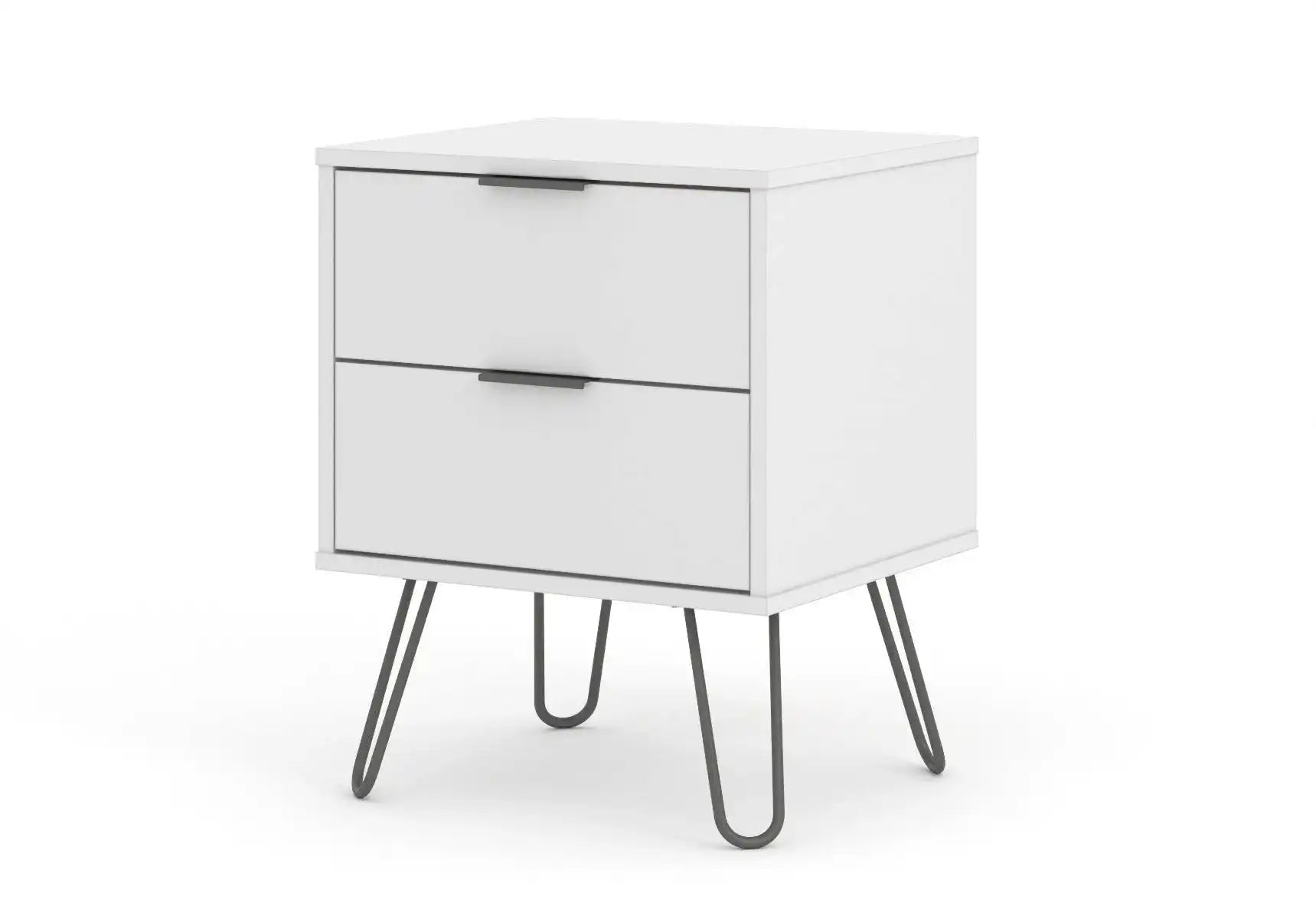 Core Products Augusta 2 Drawer Bedside Cabinet in White - Price Crash Furniture