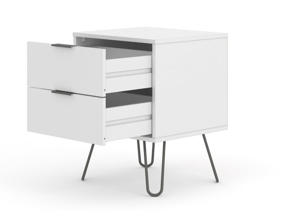 Core Products Augusta 2 Drawer Bedside Cabinet in White - Price Crash Furniture