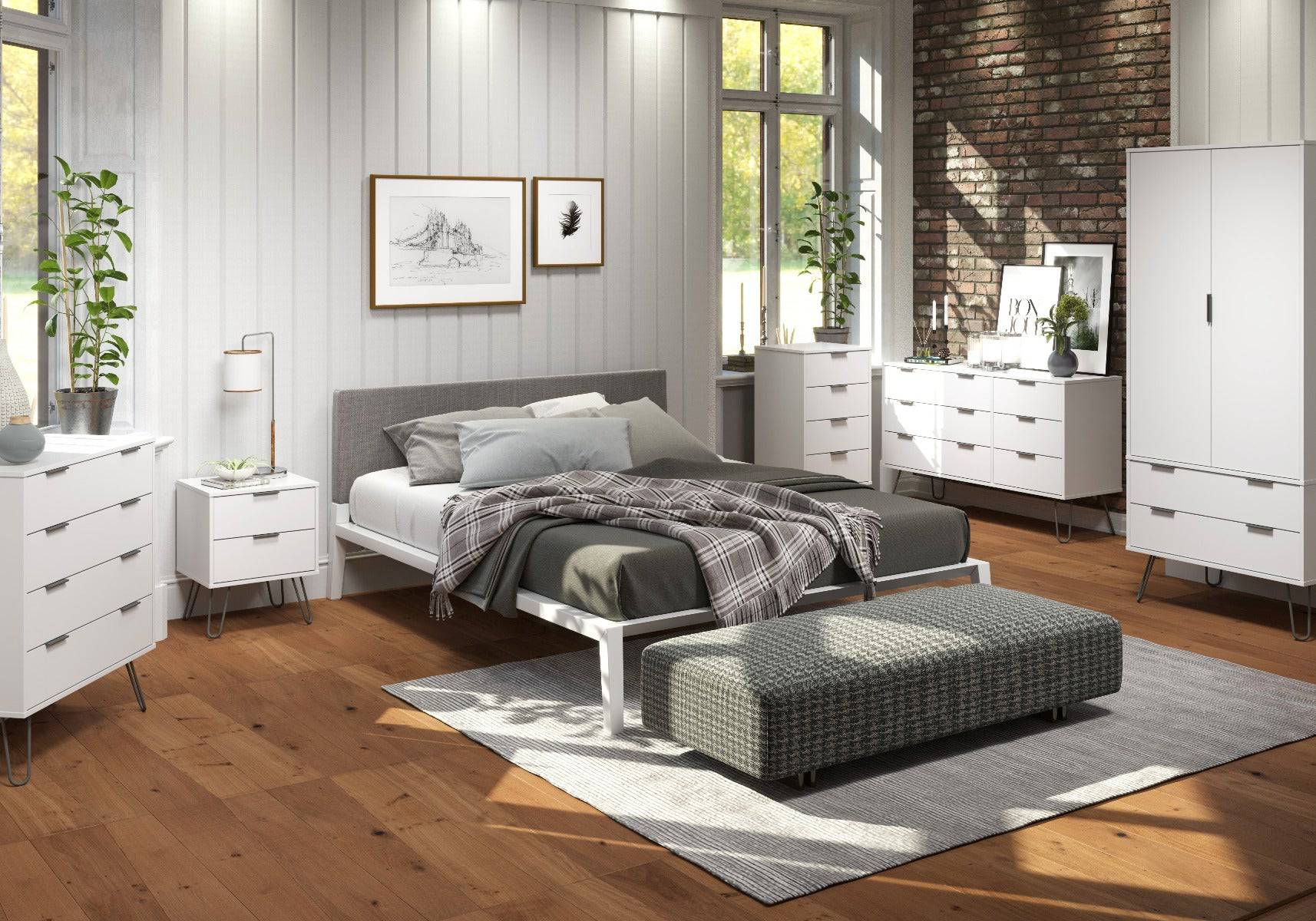 Core Products Augusta 2 Drawer Bedside Cabinet in White - Price Crash Furniture