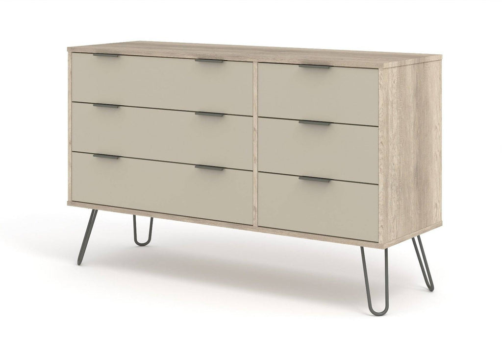 Core Products Augusta 3+3 Wide Chest of Drawers in Driftwood & Calico - Price Crash Furniture