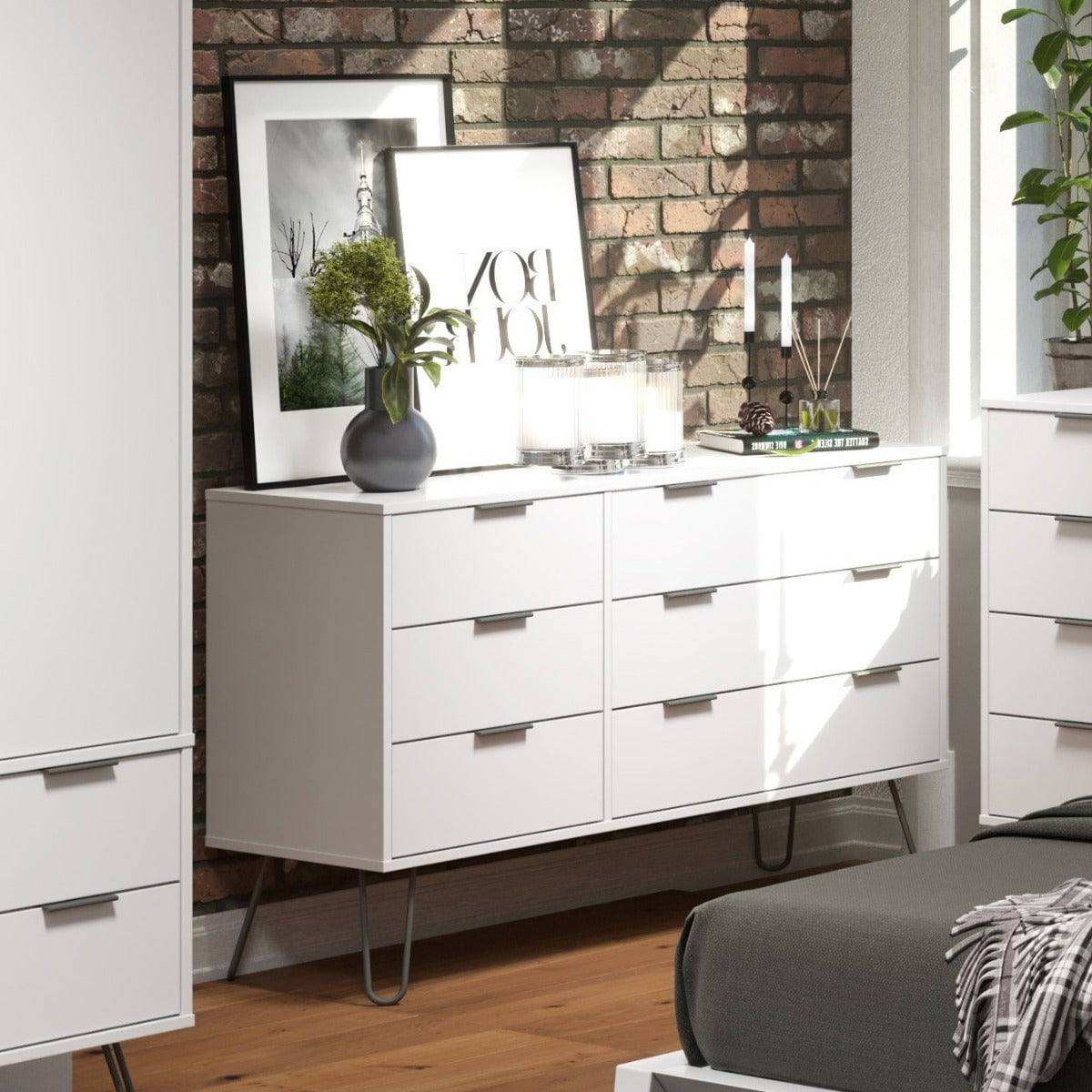 Core Products Augusta 3+3 Wide Chest of Drawers in White - Price Crash Furniture