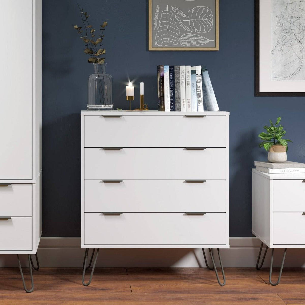 Core Products Augusta 4 Drawer Chest of Drawers in White - Price Crash Furniture