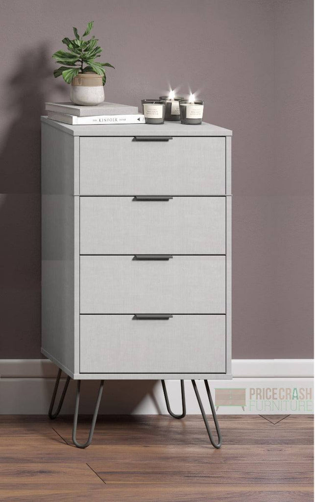 Core Products Augusta 4 Drawer Narrow Chest of Drawers in Grey - Price Crash Furniture