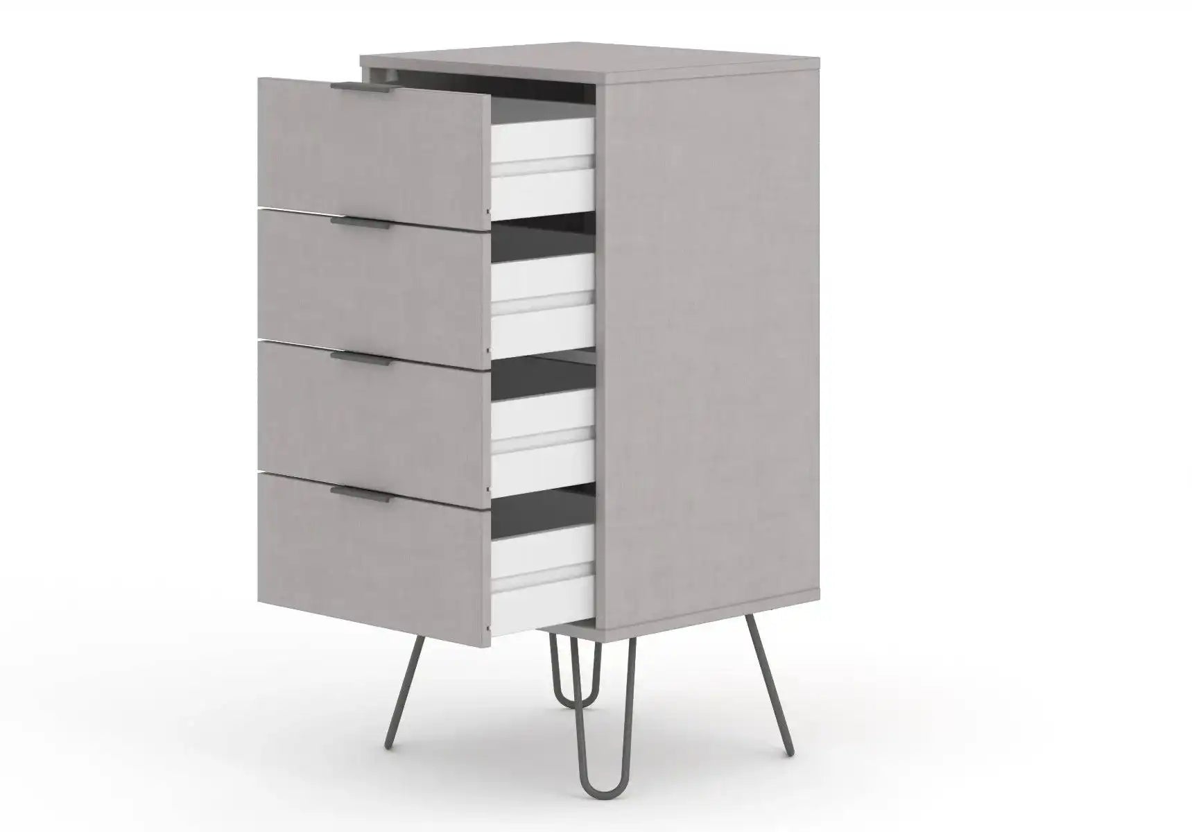 Core Products Augusta 4 Drawer Narrow Chest of Drawers in Grey - Price Crash Furniture