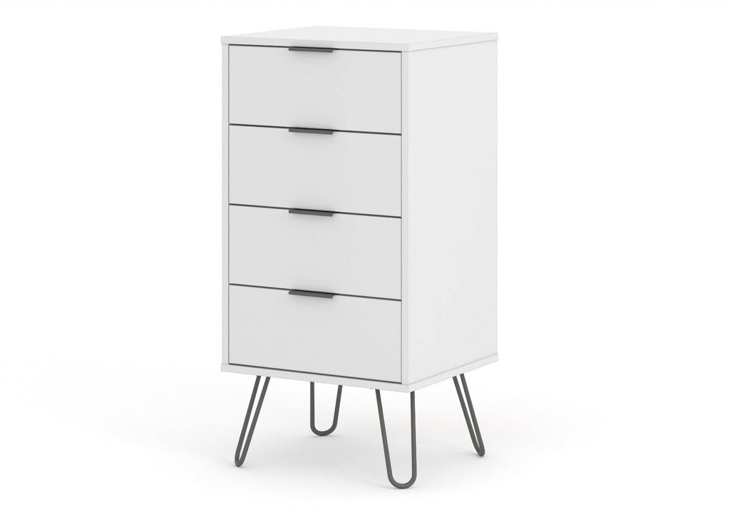 Core Products Augusta 4 Drawer Narrow Chest of Drawers in White - Price Crash Furniture