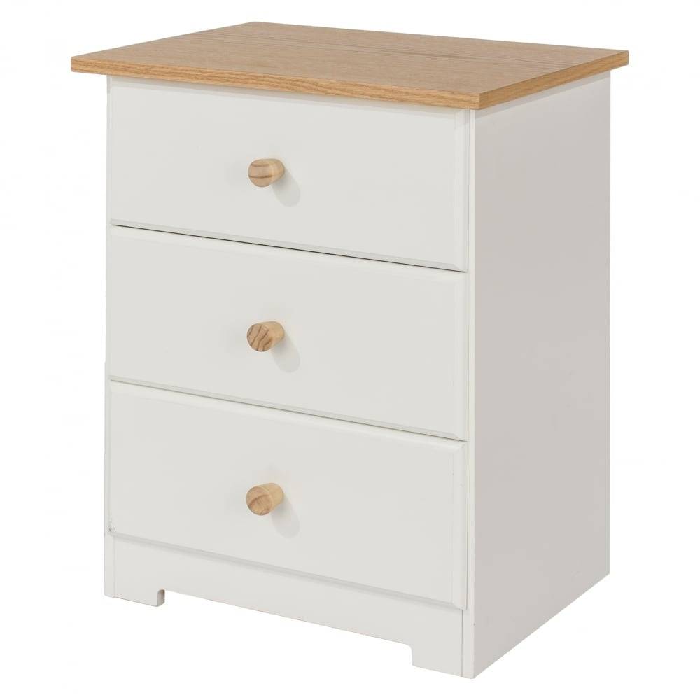 Core Products Colorado Warm White MDF 3 Drawer Bedside Cabinet - Price Crash Furniture