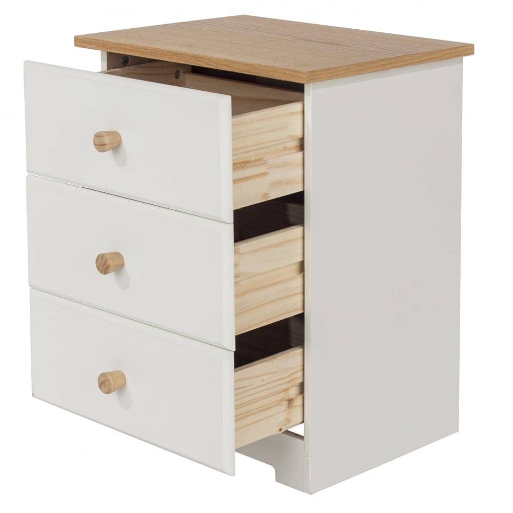 Core Products Colorado Warm White MDF 3 Drawer Bedside Cabinet - Price Crash Furniture