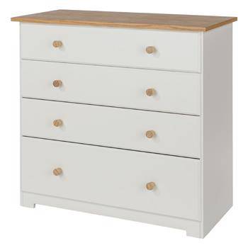 Core Products Colorado White & Oak Veneer 4 Drawer Chest of Drawers - Price Crash Furniture