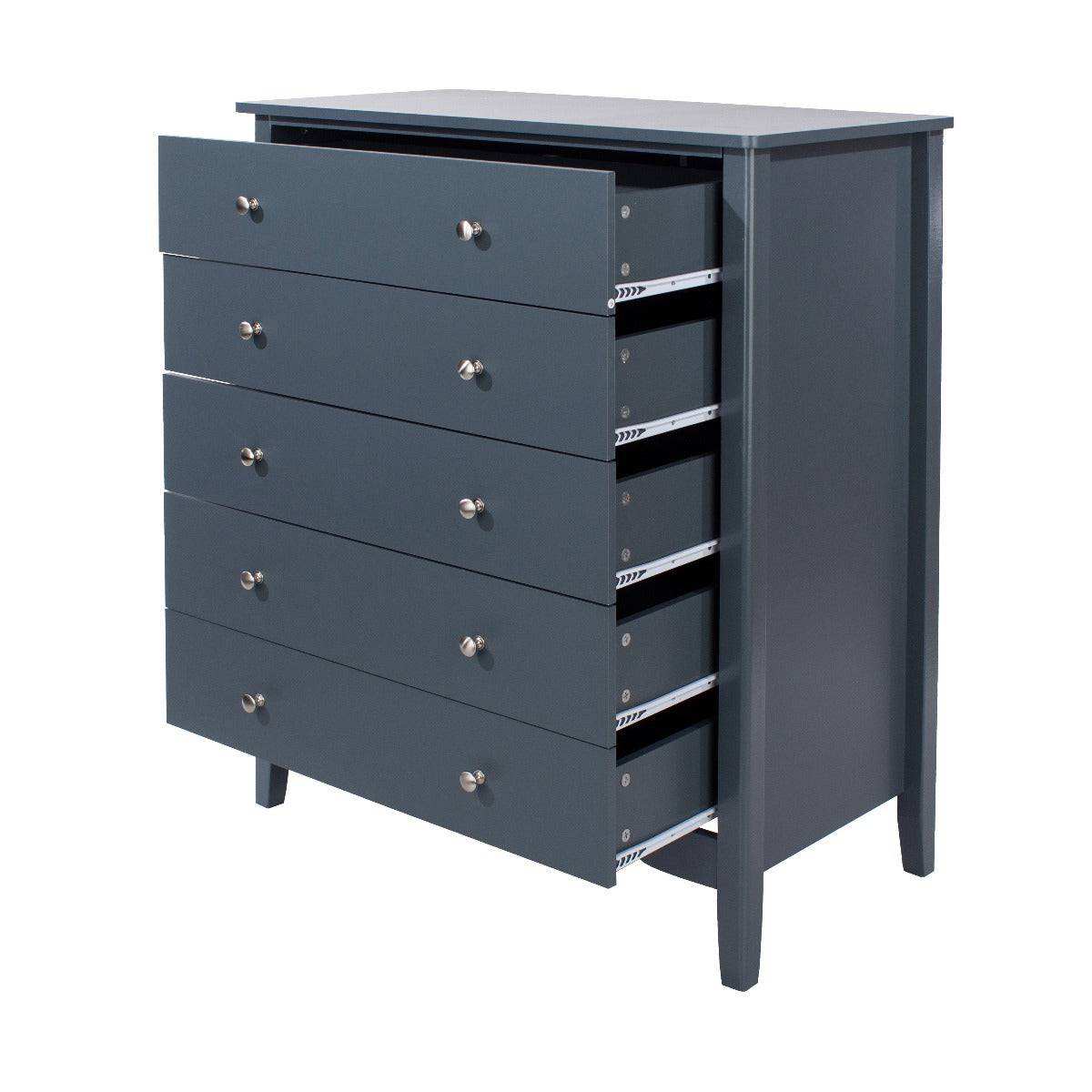 Core Products Como Blue 5 drawer chest in Blue MDF - Price Crash Furniture