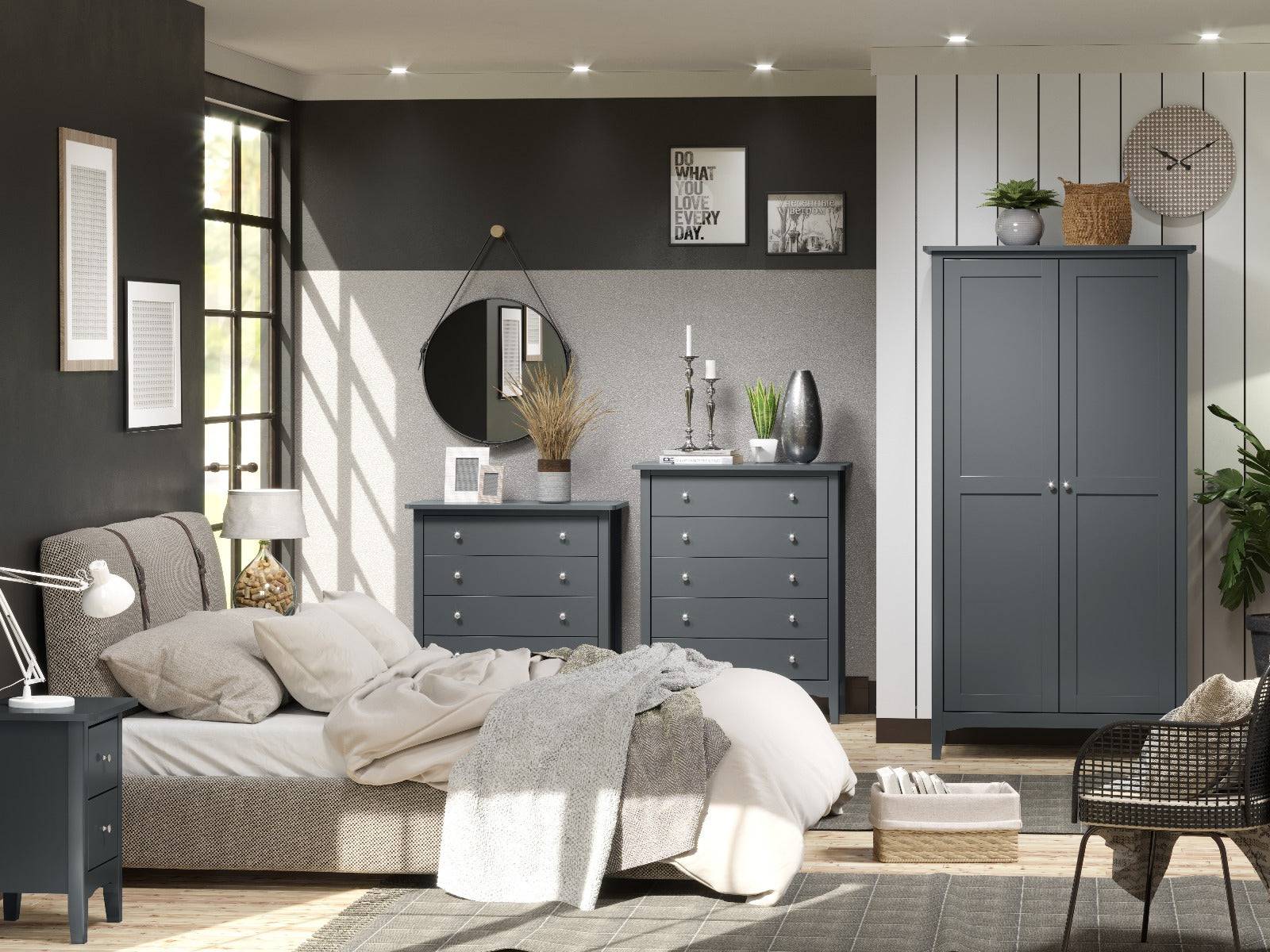 Core Products Como Blue 2 drawer beside cabinet - Price Crash Furniture