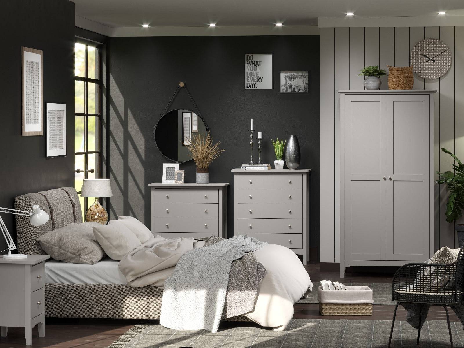Core Products Como Light Grey 2 door wardrobe - Price Crash Furniture