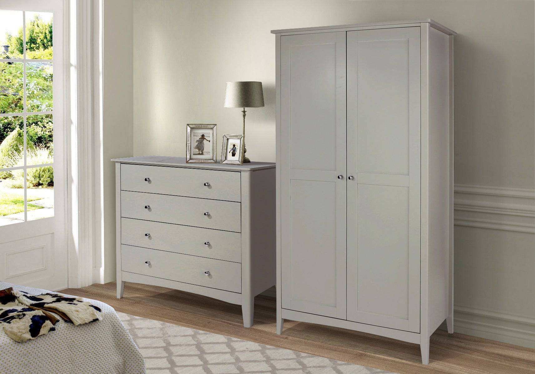 Core Products Como Light Grey 2 drawer beside cabinet - Price Crash Furniture