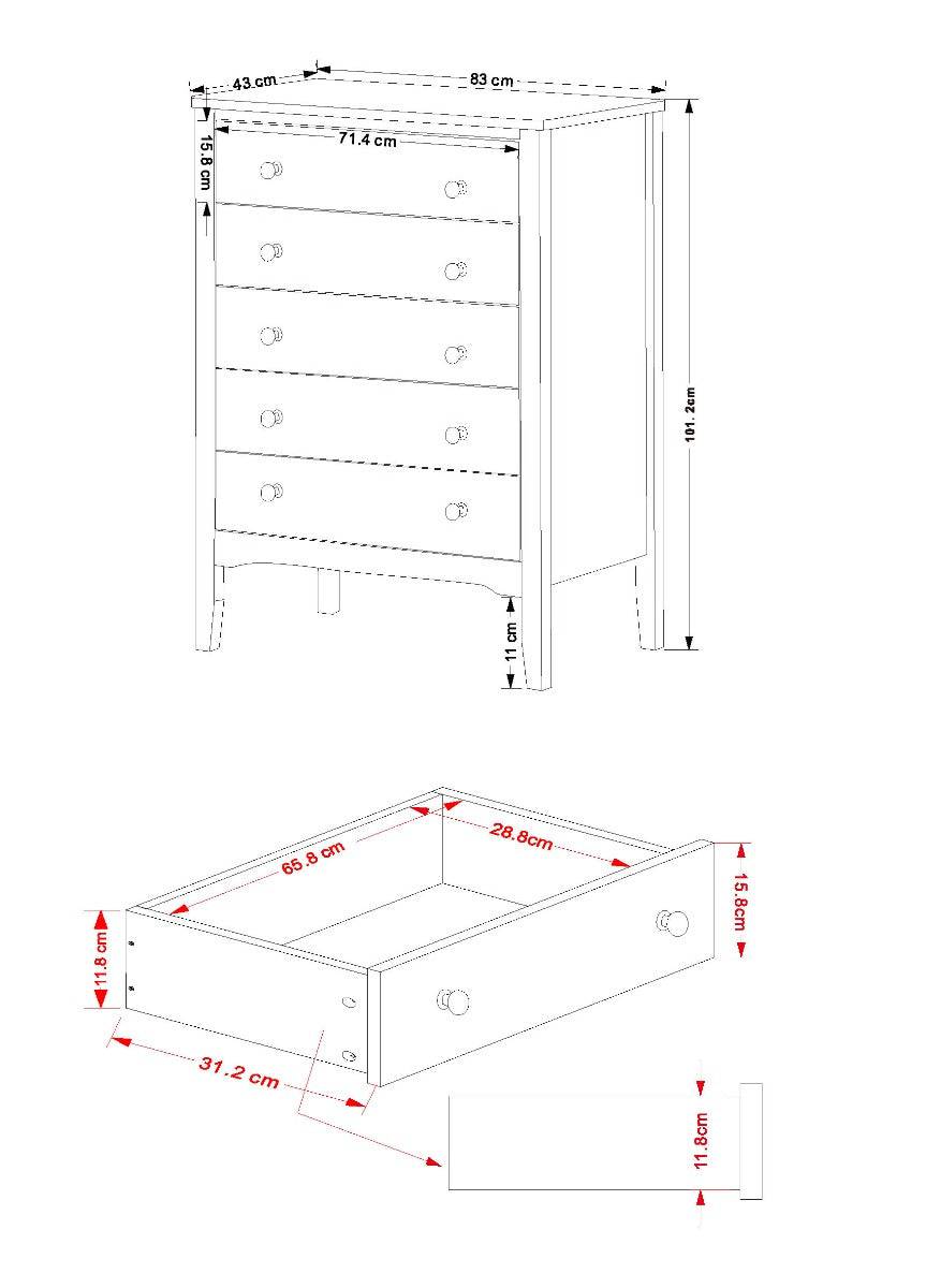 Core Products Como Light Grey 5 drawer chest - Price Crash Furniture