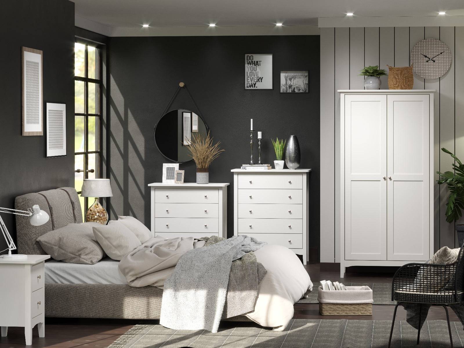 Core Products Como White 2 drawer petite beside cabinet - Price Crash Furniture