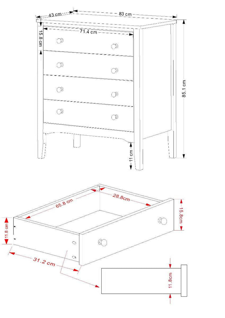 Core Products Como White 4 drawer chest - Price Crash Furniture