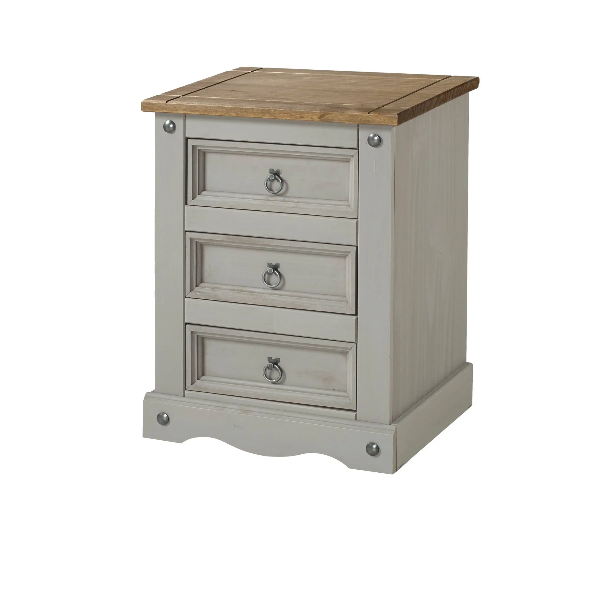 Core Products Corona Grey 3 Drawer Bedside Cabinet - Price Crash Furniture