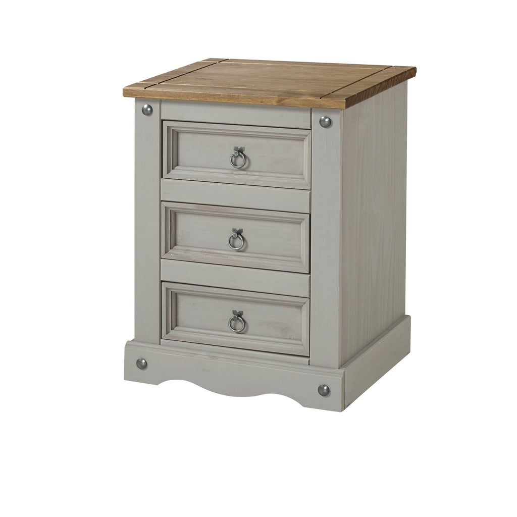 Core Products Corona  Grey 3 Drawer Bedside Cabinet - Price Crash Furniture