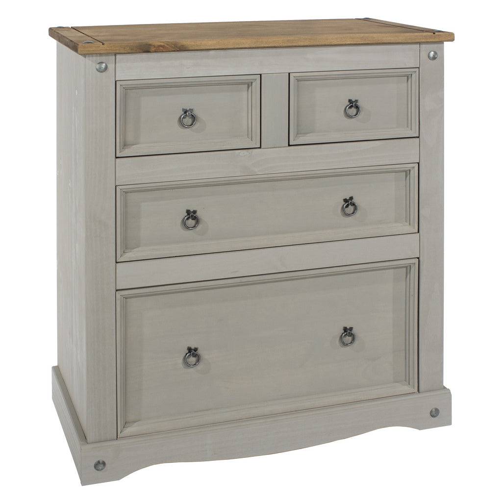 Core Products Corona Grey Washed 2+2 4 Drawer Chest Of Drawers - Price Crash Furniture