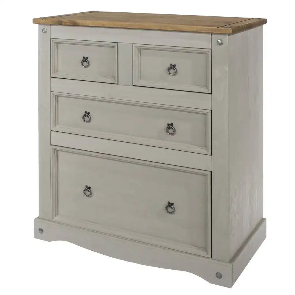 Core Products Corona Grey Washed 2+2 4 Drawer Chest Of Drawers - Price Crash Furniture