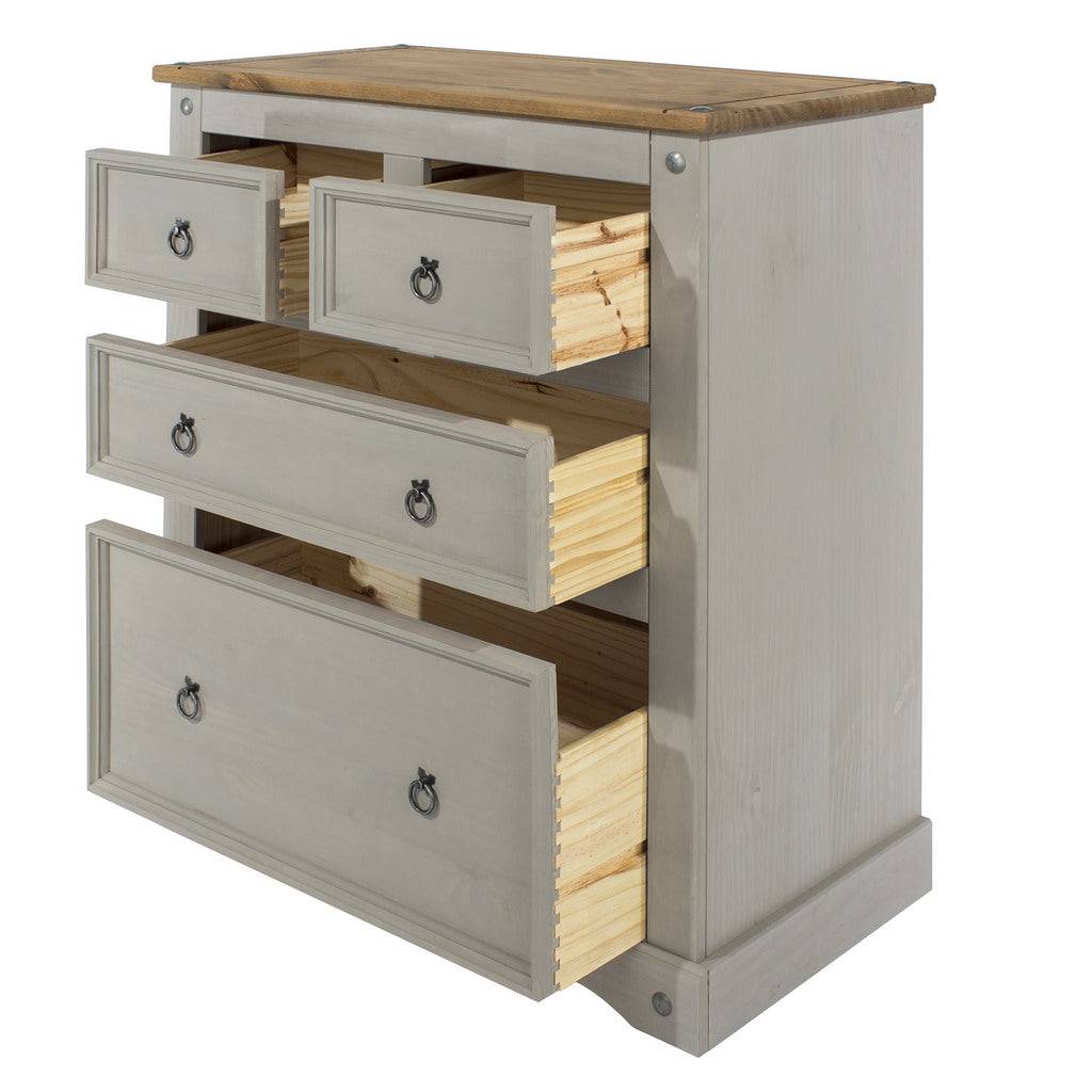 Core Products Corona Grey Washed 2+2 4 Drawer Chest Of Drawers - Price Crash Furniture