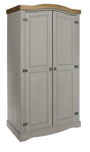 Core Products Corona Grey Washed 2 Door Wardrobe - Price Crash Furniture