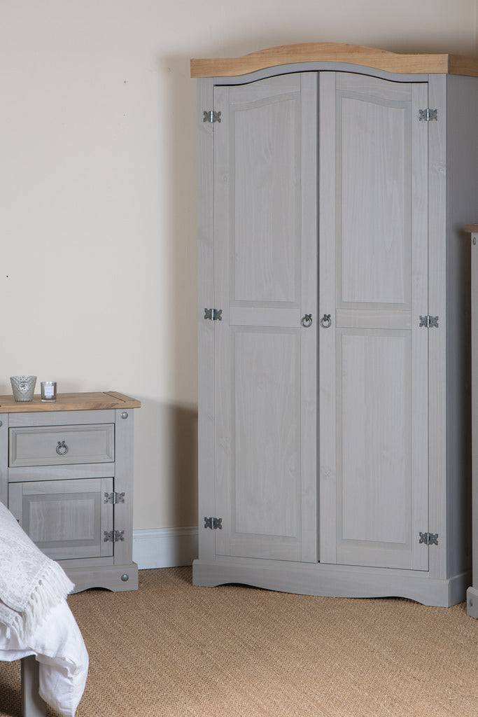 Core Products Corona Grey Washed 2 Door Wardrobe - Price Crash Furniture