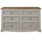 Core Products Corona Grey Washed 3+3 6 Drawer Wide Chest Of Drawers - Price Crash Furniture