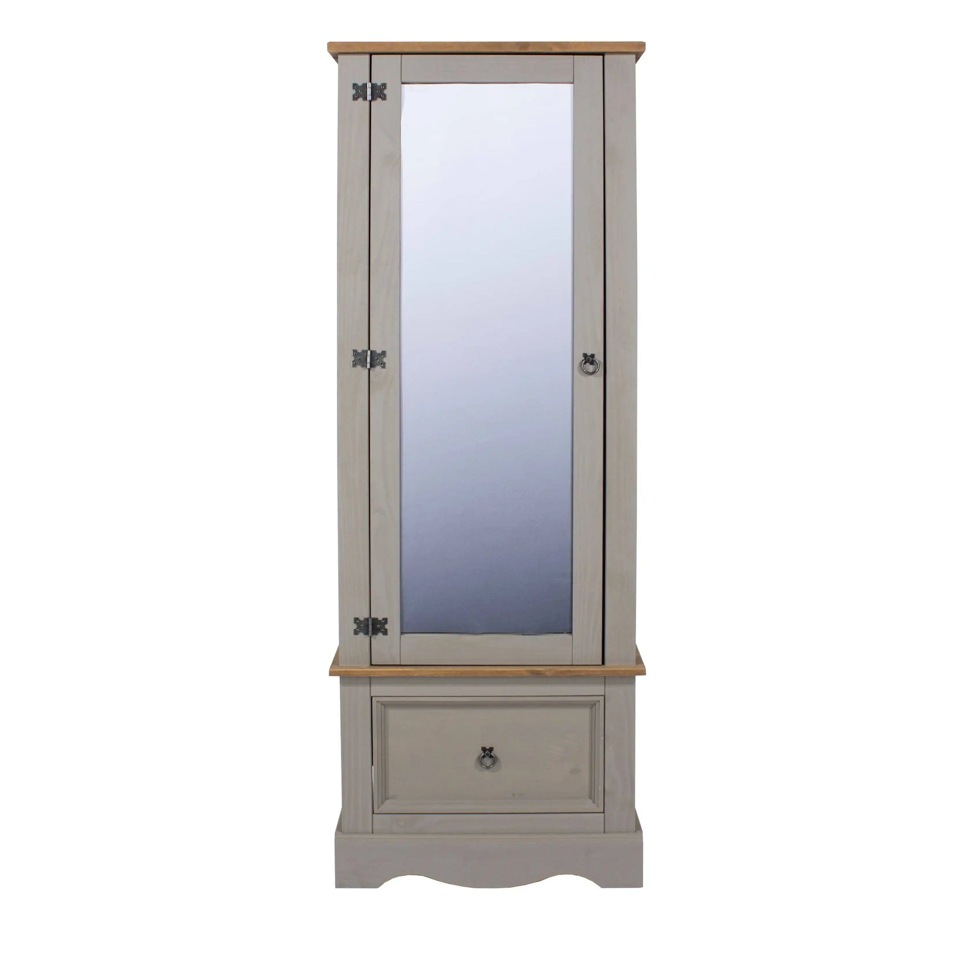 Core Products Corona Grey Washed Armoire with Mirrored Door - Price Crash Furniture