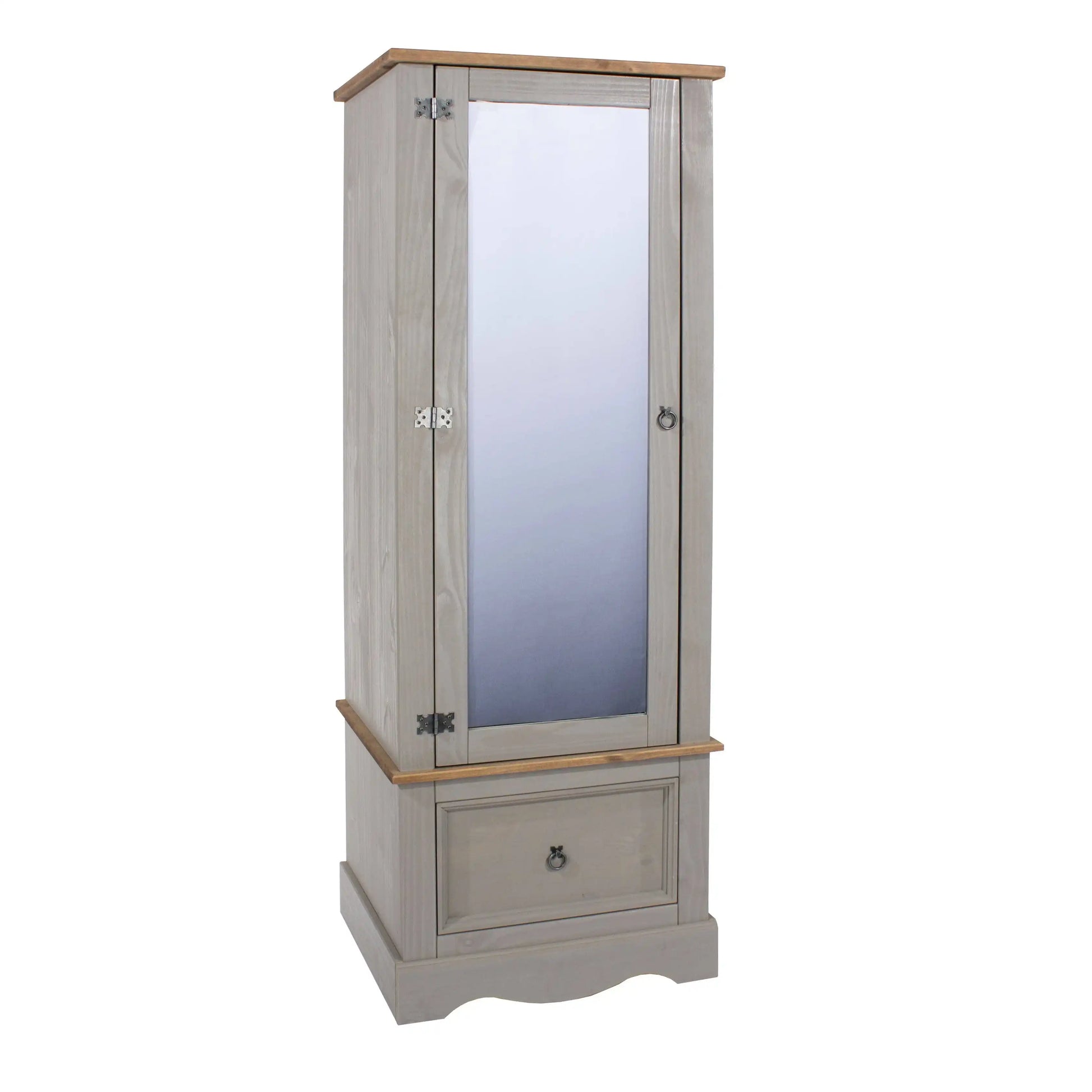 Core Products Corona Grey Washed Armoire with Mirrored Door - Price Crash Furniture