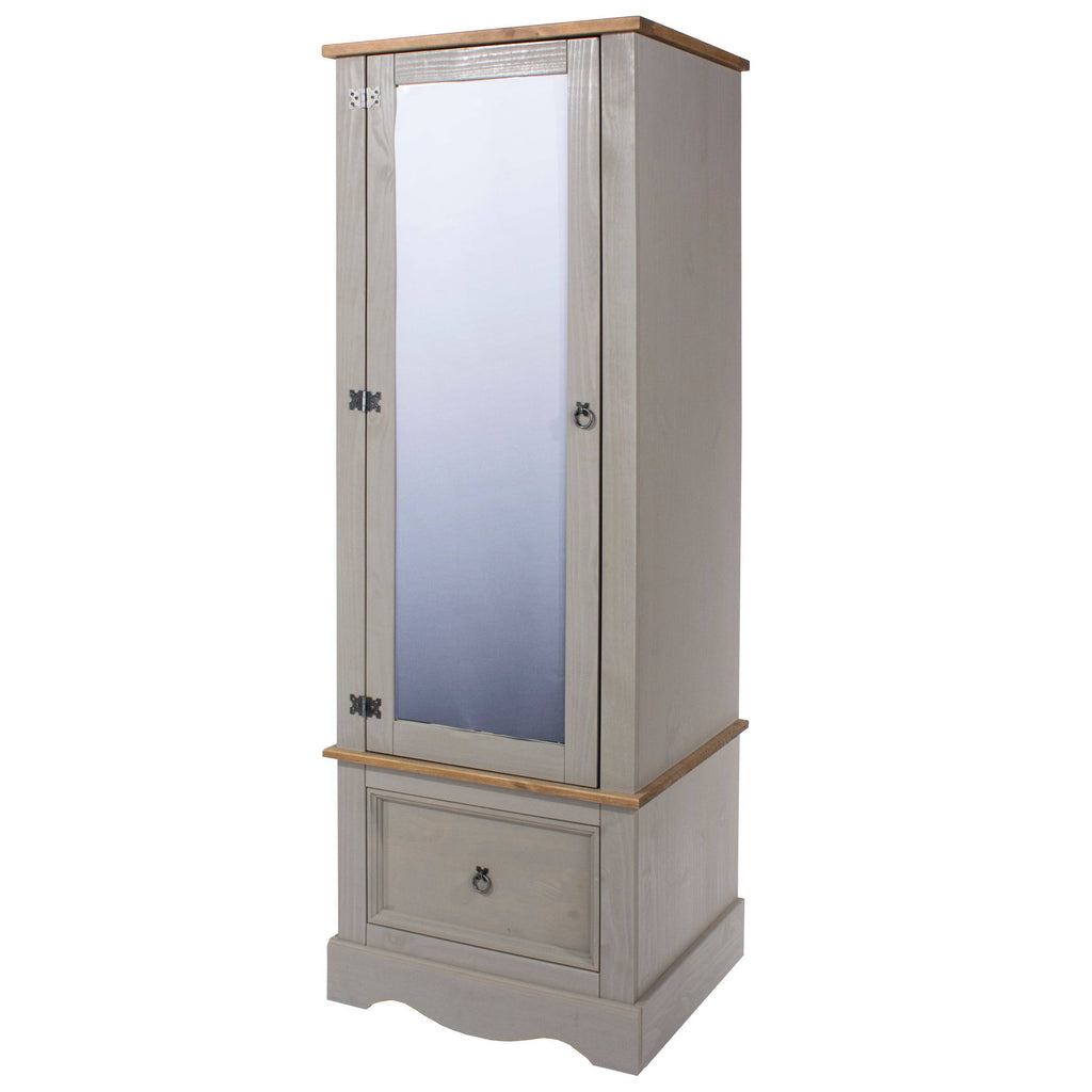 Core Products Corona Grey Washed Armoire with Mirrored Door - Price Crash Furniture