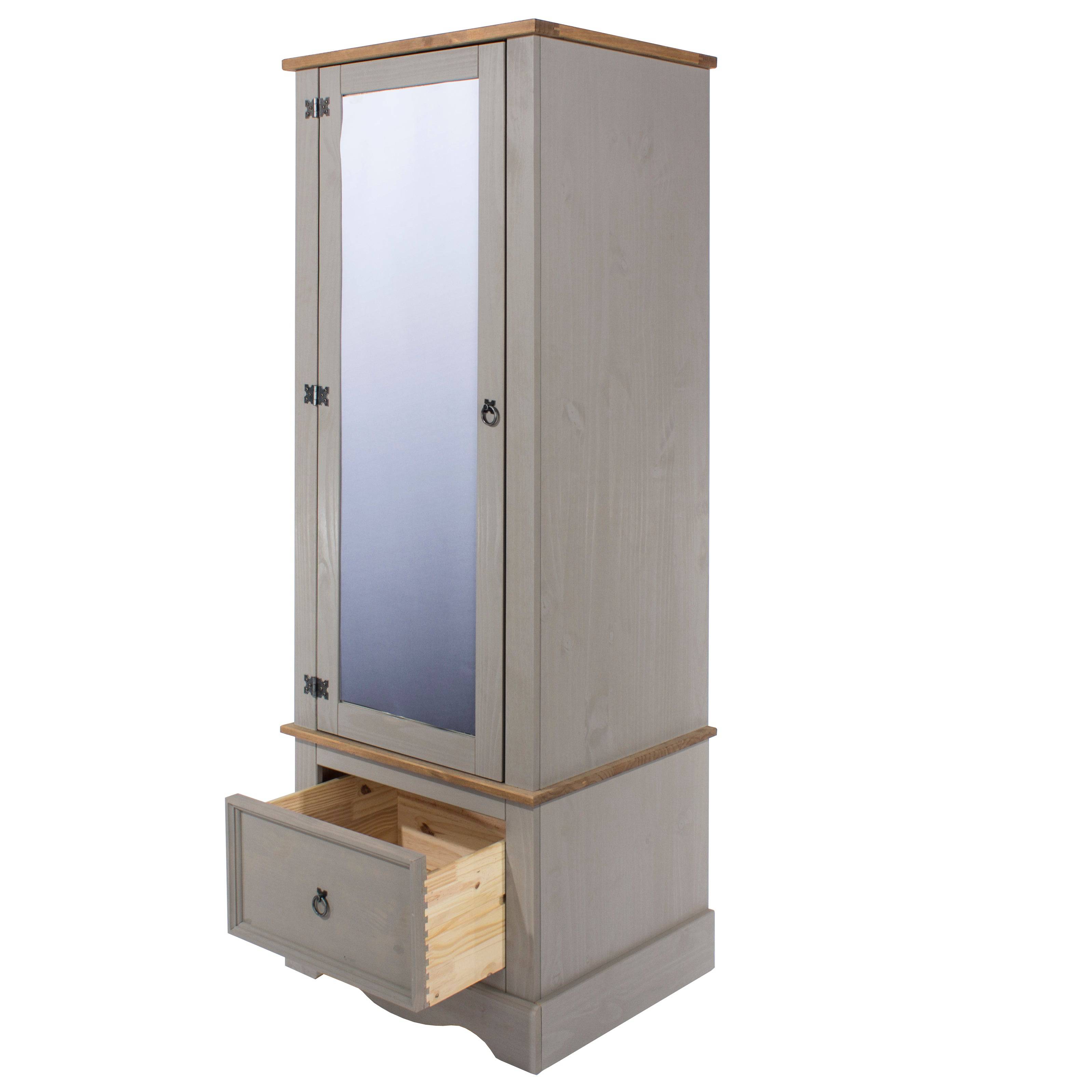 Core Products Corona Grey Washed Armoire with Mirrored Door - Price Crash Furniture