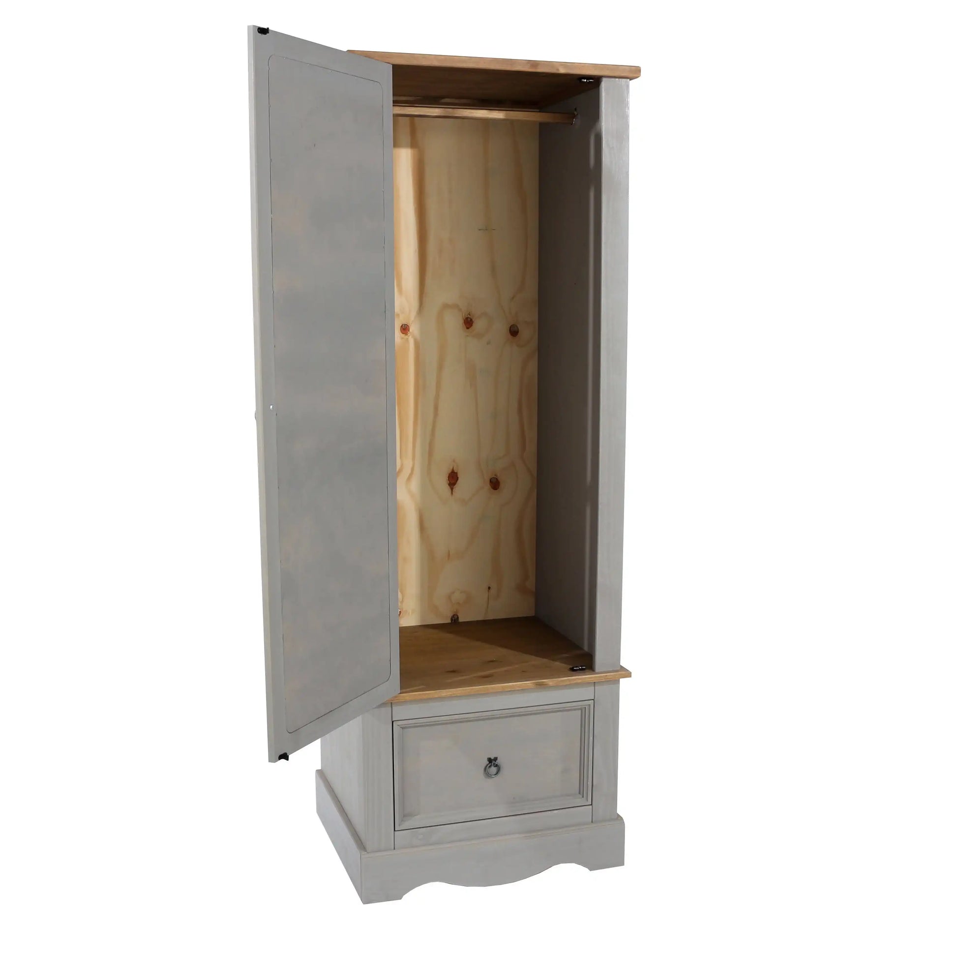 Core Products Corona Grey Washed Armoire with Mirrored Door - Price Crash Furniture