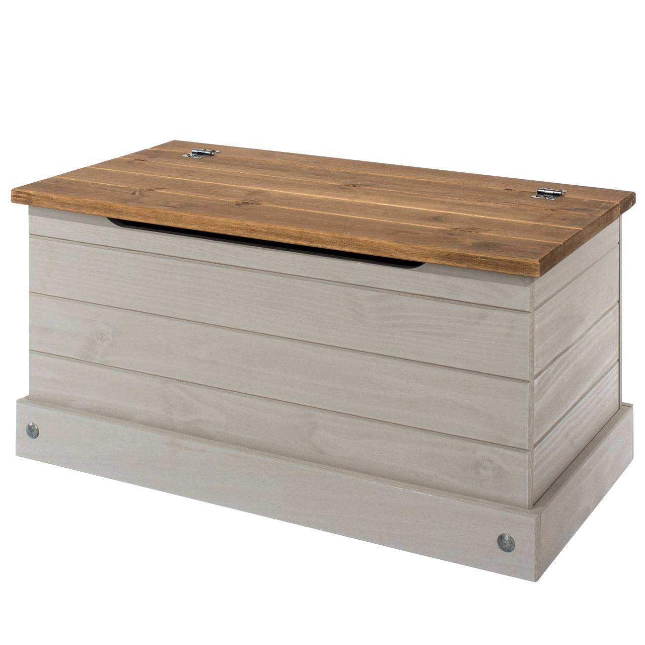 Core Products Corona Grey Washed Storage Trunk / Ottoman / Blanket / Toy Box - Price Crash Furniture