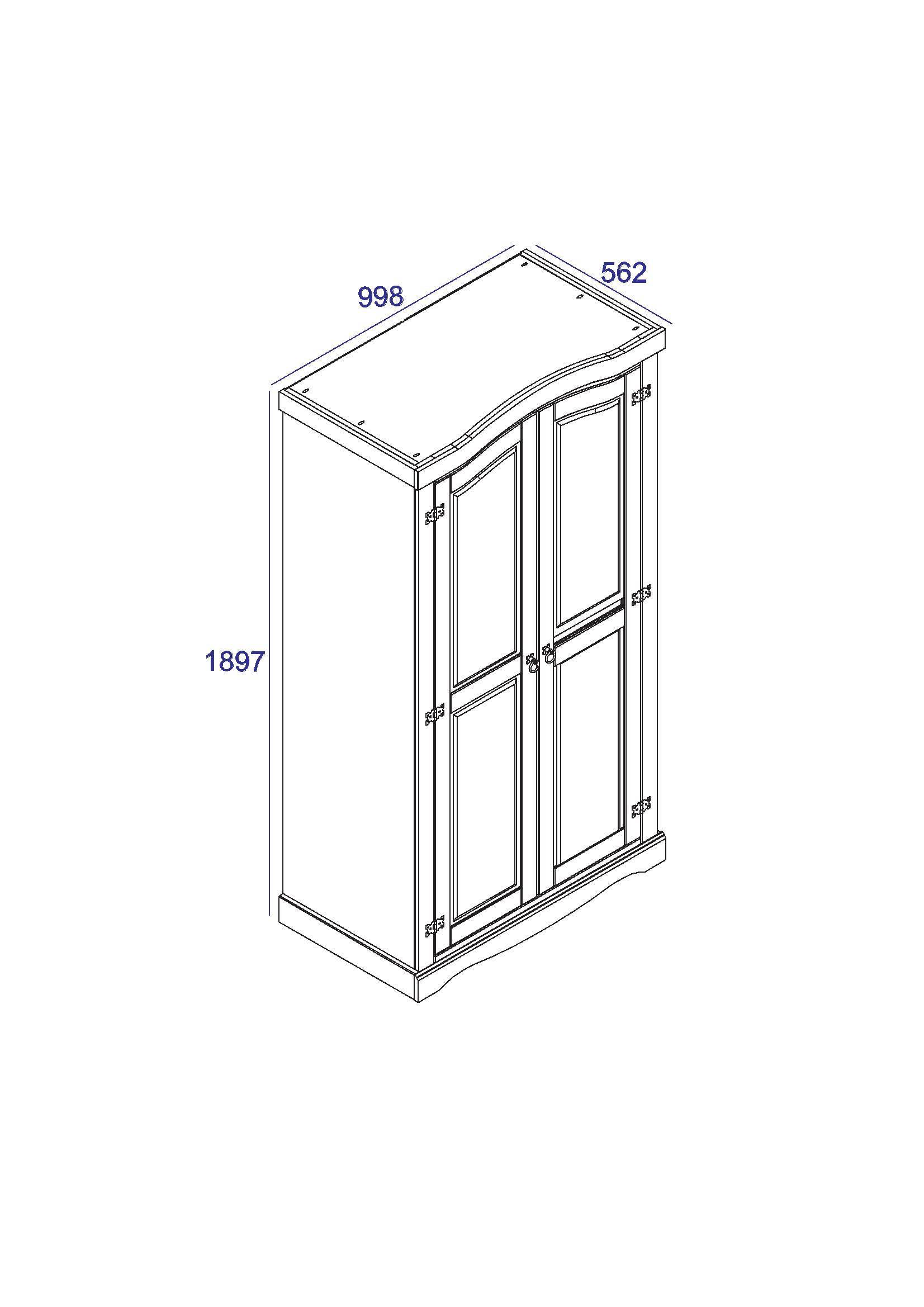 Core Products Corona White Waxed 2 Door Wardrobe - Price Crash Furniture