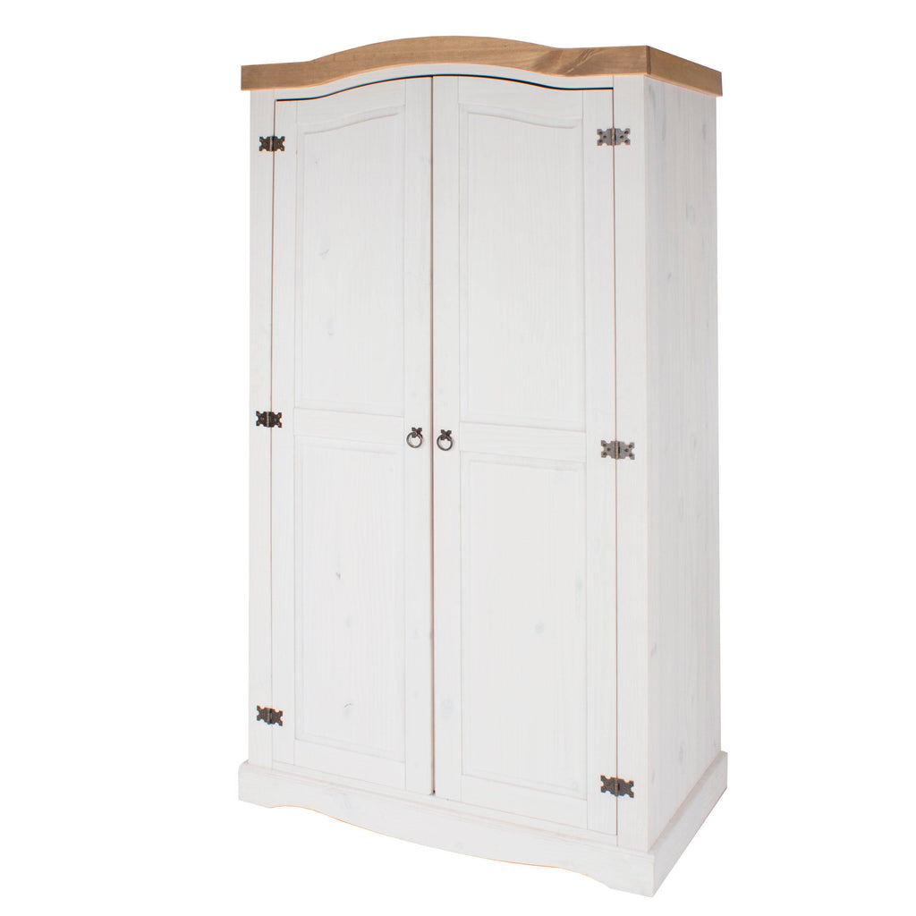 Core Products Corona White Waxed 2 Door Wardrobe - Price Crash Furniture