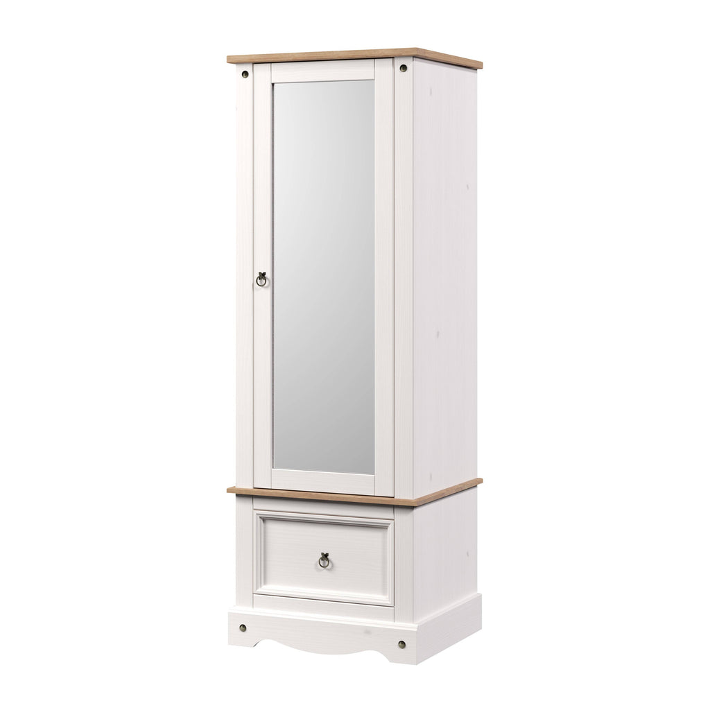 Core Products Corona White Waxed Armoire with Mirrored Door - Price Crash Furniture