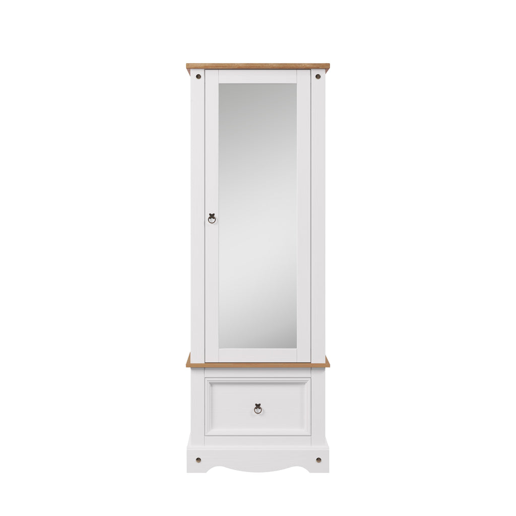 Core Products Corona White Waxed Armoire with Mirrored Door - Price Crash Furniture