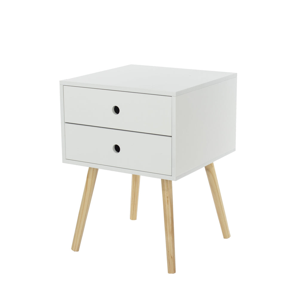 Core Products Scandia White & Wood 2 Drawer Bedside Cabinet - Price Crash Furniture