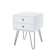 Core Products Telford White & Metal 2 Drawer Bedside Cabinet - Price Crash Furniture